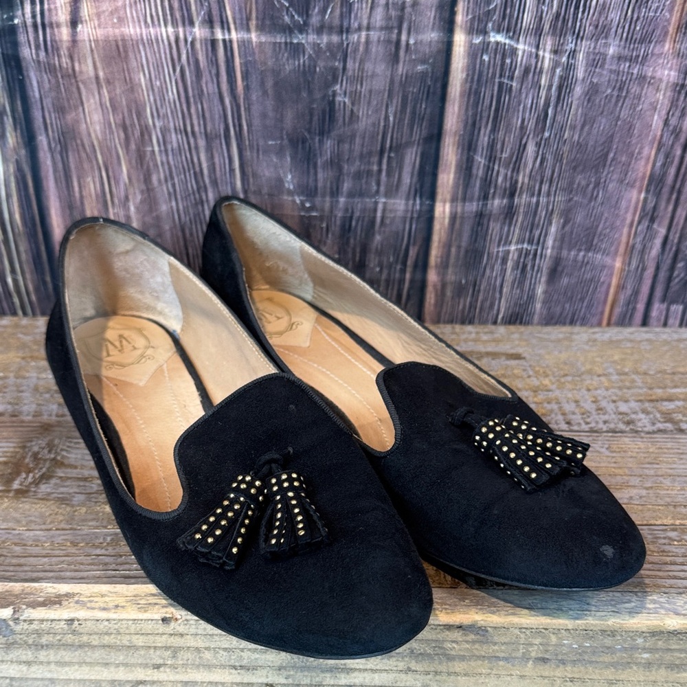 Massimo Dutti Black Suede Tassel Loafers
